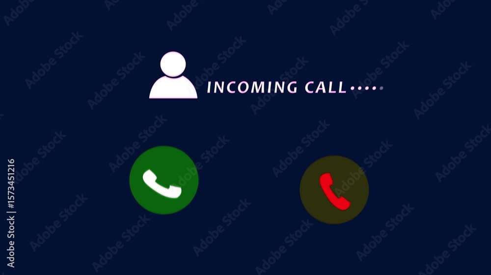 mobile phone screen with incoming call animation, incoming call with ...