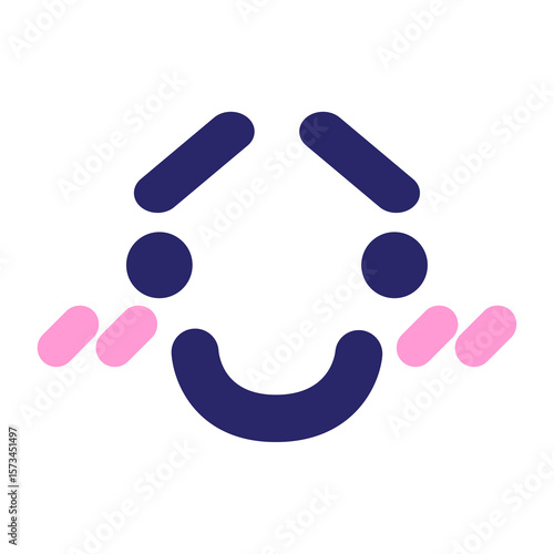 happy blushing face icon in bright neon color