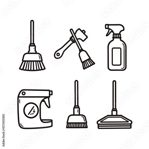 Cleaning tools and supplies for children's toys concept  