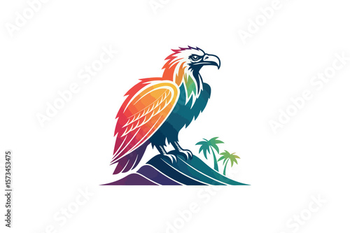 Vulture colorful logo gradient vector on white background.01