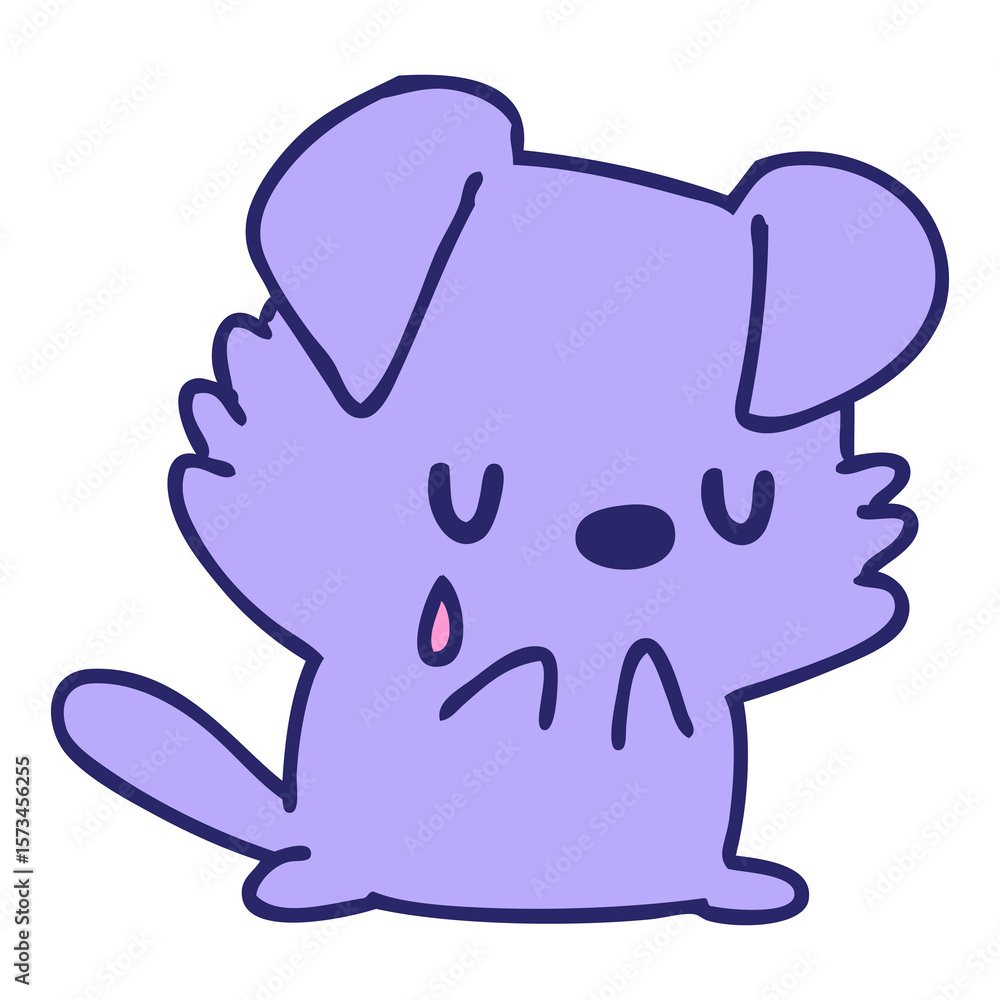 Fototapeta premium cartoon of a sad little puppy crying in bright neon color