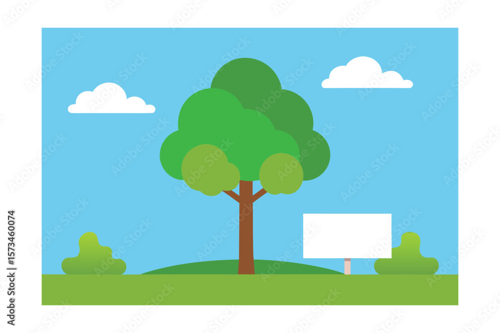 Fototapeta premium Blank Sky In Nature Park Scene With Tree