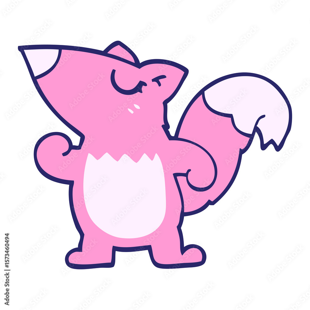 Fototapeta premium cartoon doodle squirrel in bright neon color