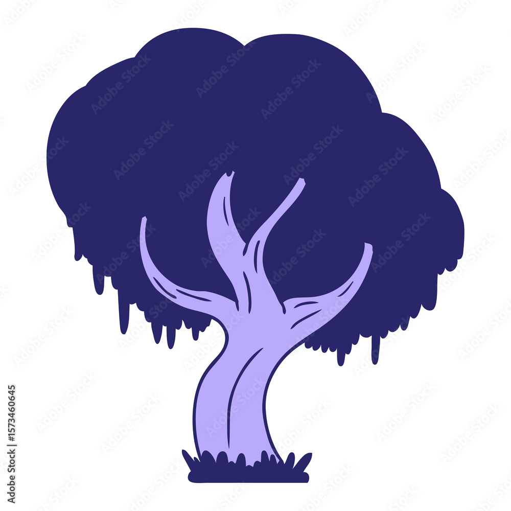 Fototapeta premium hand drawn cartoon doodle of a green tree in bright neon color