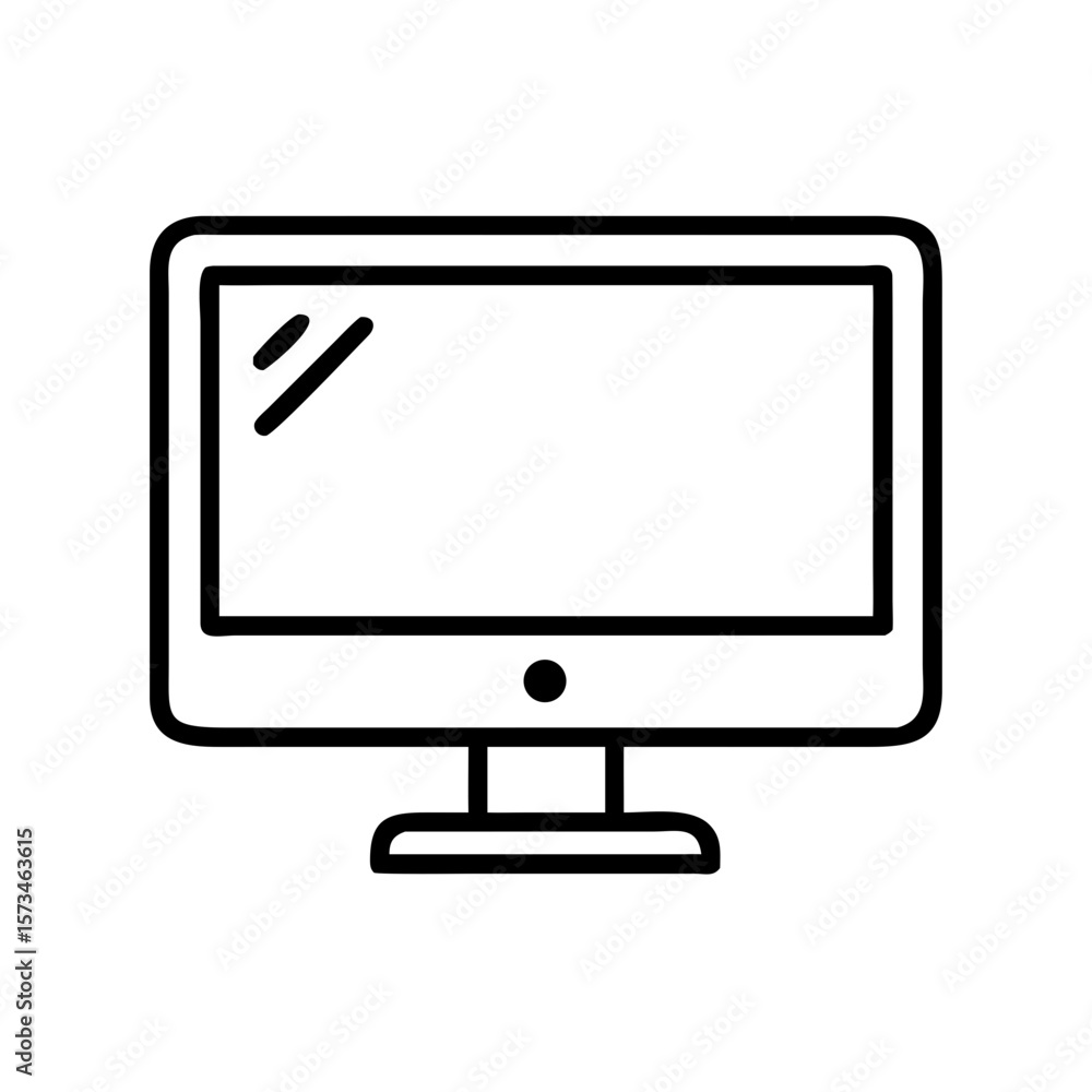 Computer monitor outline illustration on blank background Computer monitor outline illustration on blank background