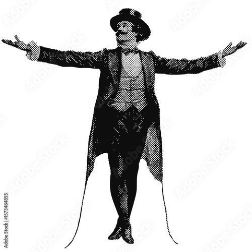 Circus ringmaster halftone grunge vector design element