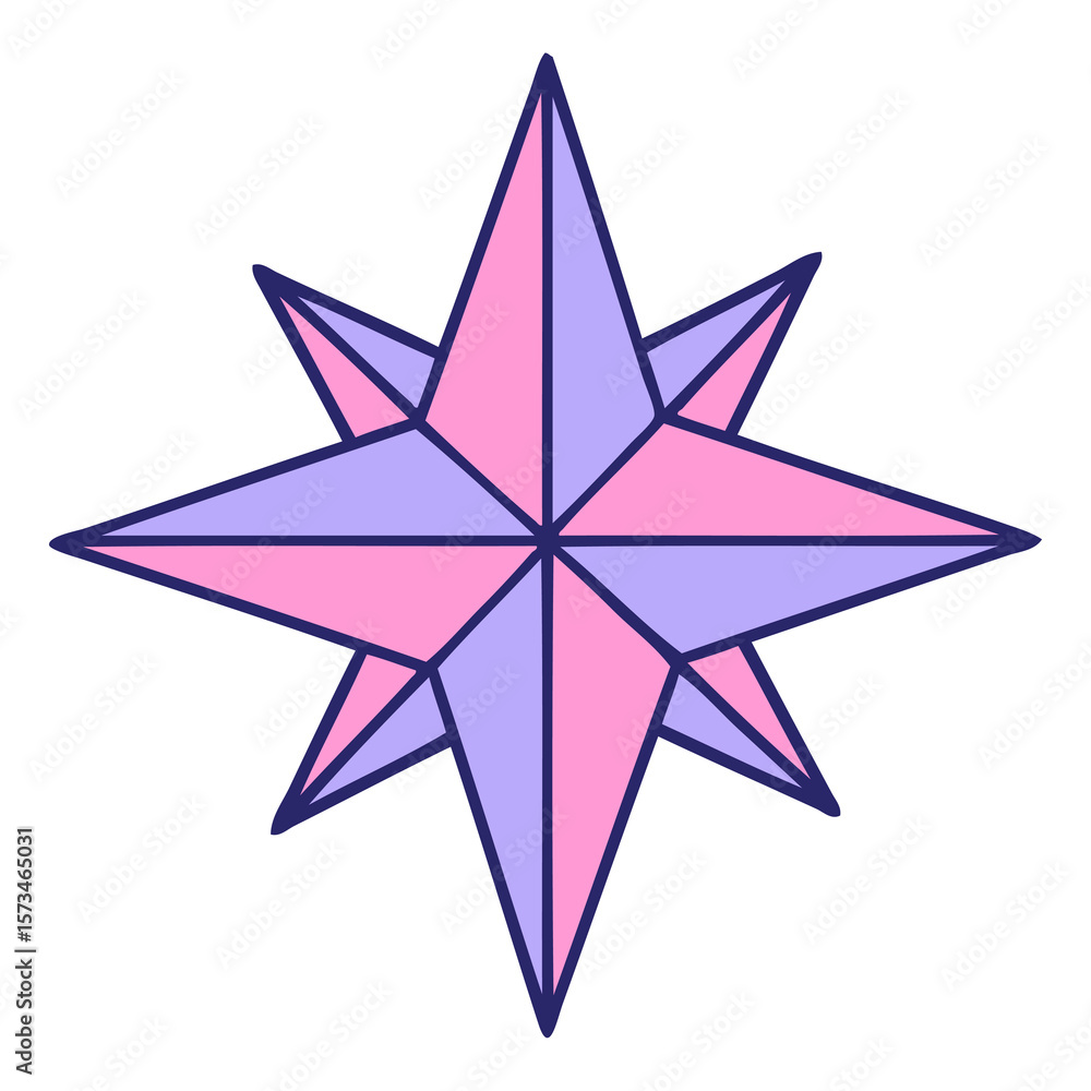 Fototapeta premium tattoo in traditional style of a star in bright neon color