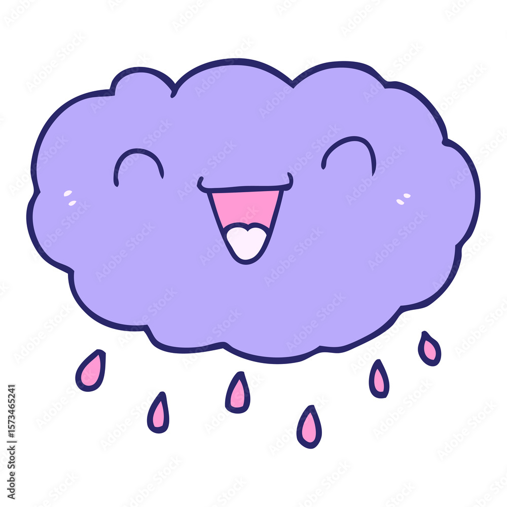 Naklejka premium happy cartoon cloud in bright neon color