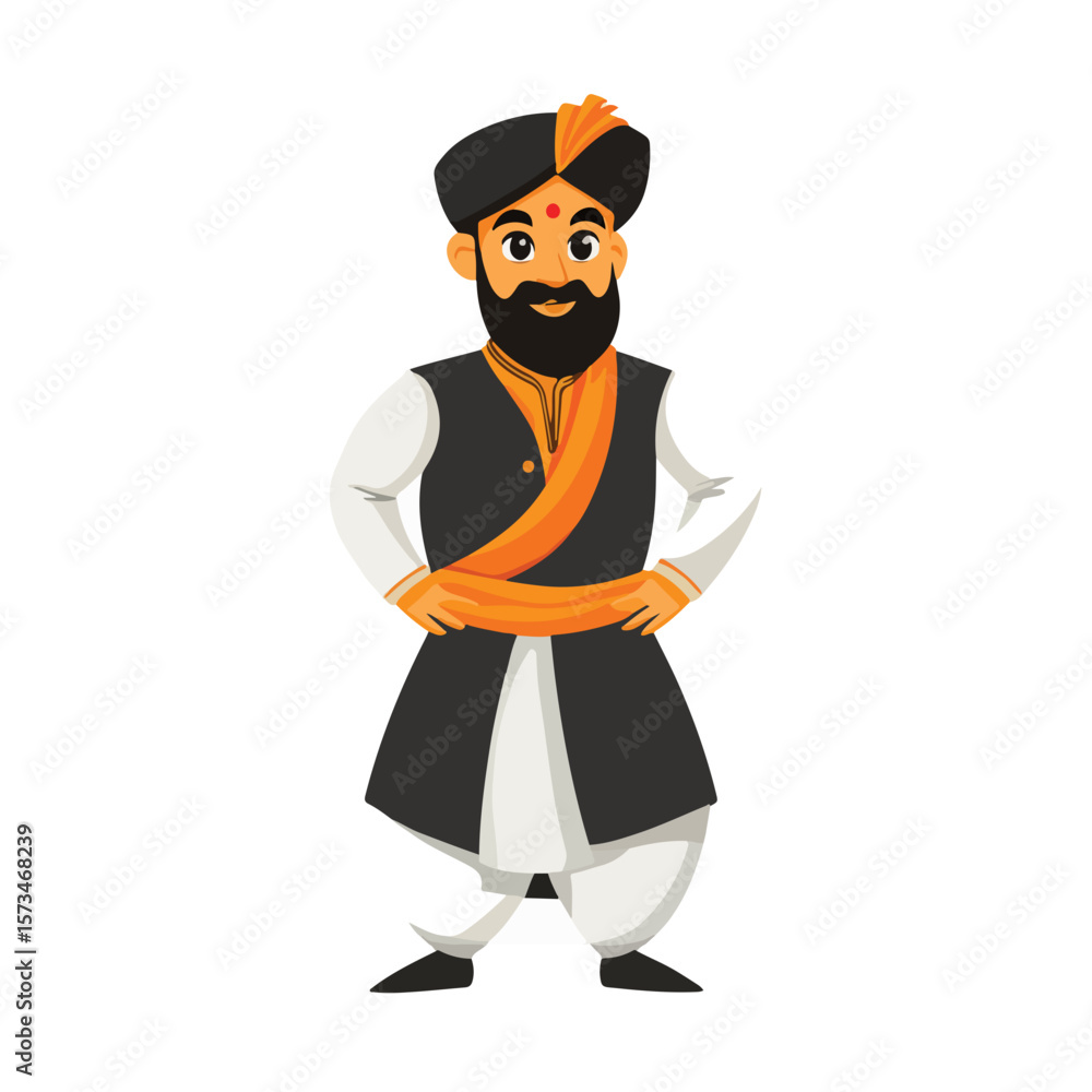 Obraz premium Portrait of an Indian man in traditional wedding outfit