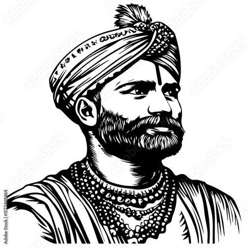 Portrait of an Indian man in traditional wedding outfit