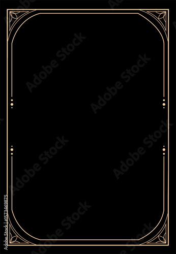 Gold rectangular frame boho style on black background