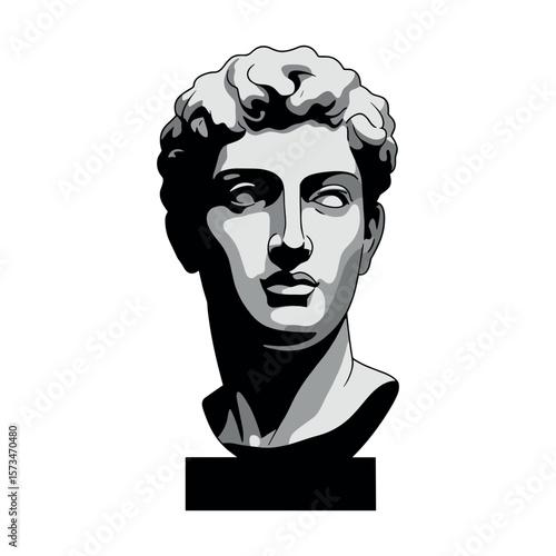Classical marble bust illustrating artistic beauty and timeless elegance – stock vector in colorful flat style
