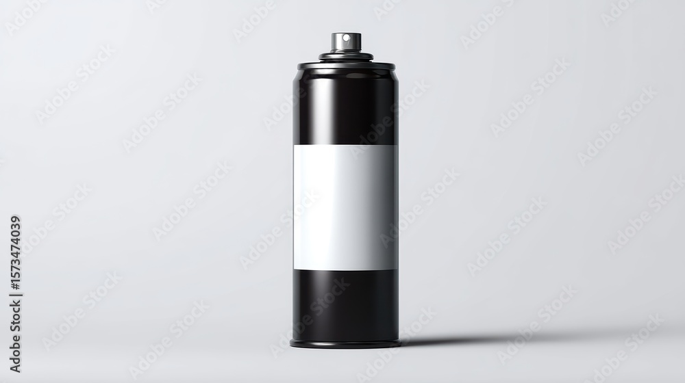 Naklejka premium A sleek, matte-black spray paint can. The clean lines, a minimalist aesthetic, and a blank label to evoke creativity and customization.