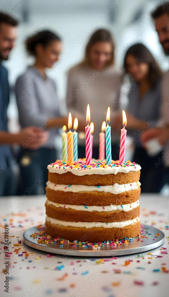 custom made wallpaper toronto digitalOffice birthday celebration with focus on sprinkled cake and candles.