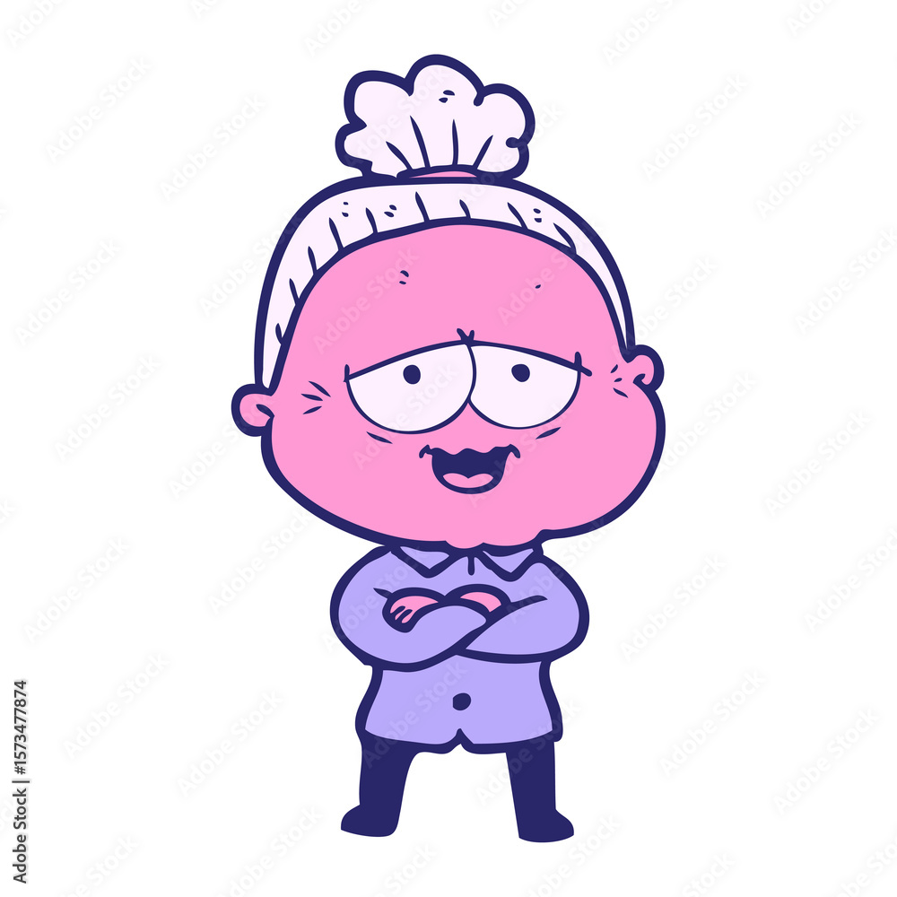 cartoon happy old lady in bright neon color cartoon happy old lady in bright neon color