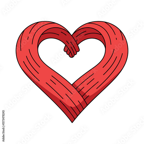 Heart-shaped hands forming symbol of love and unity – stock vector in colorful flat style