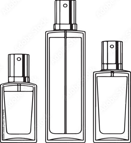 Elegant vector illustration of modern perfume bottles showcasing fragrance design elements and shapes