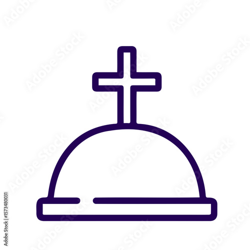 Cross on a hill silhouette representing faith and remembrance on transparent background