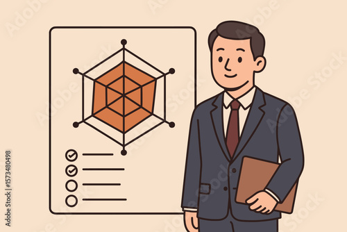 Performance review and skill assessment. Employee evaluation for job fit. Candidate appraisal with competence measurement. Staff analysis and development area. HR metrics concept.