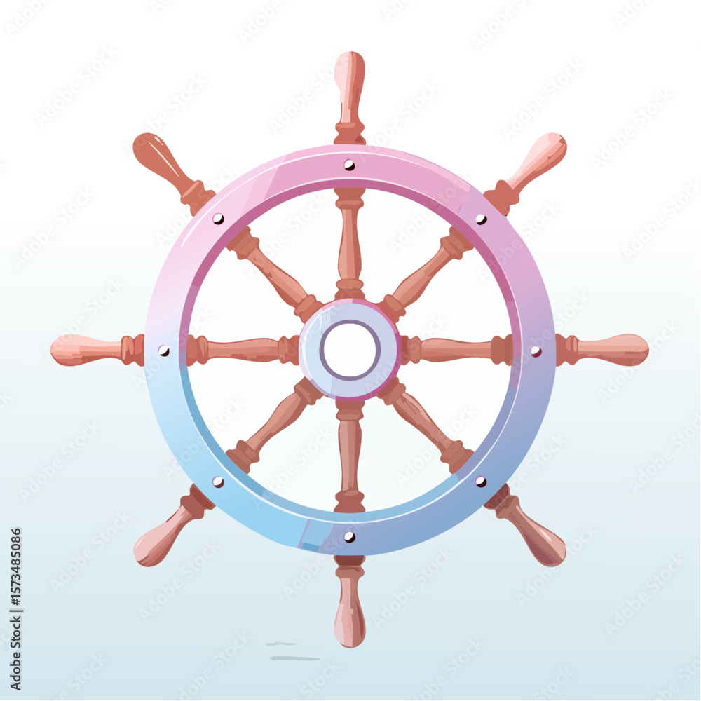 Obraz premium minimalist ship’s wheel in duotone with soft-edge gradients and cut-path ready spoke design