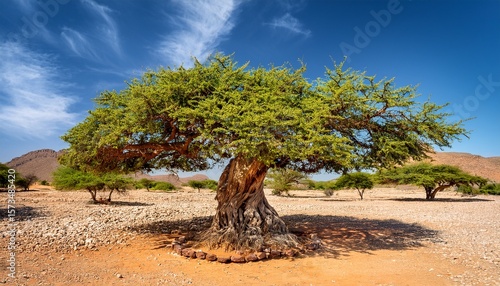frankincense tree on a summer sunny day in dhofar region in sultanate of oman