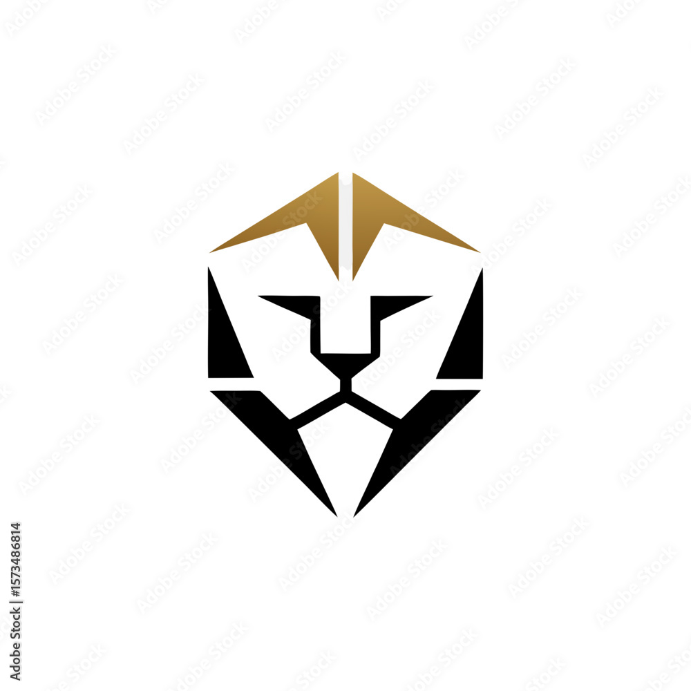 Golden Geometric Lion Head Logo – Minimalist Polygonal Vector Icon PNG Golden Geometric Lion Head Logo – Minimalist Polygonal Vector Icon PNG