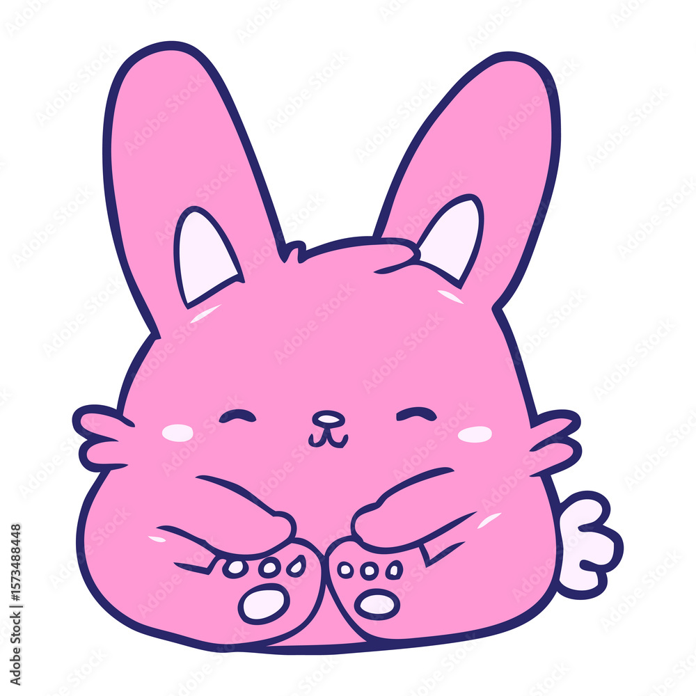 Fototapeta premium cute cartoon bunny rabbit in bright neon color