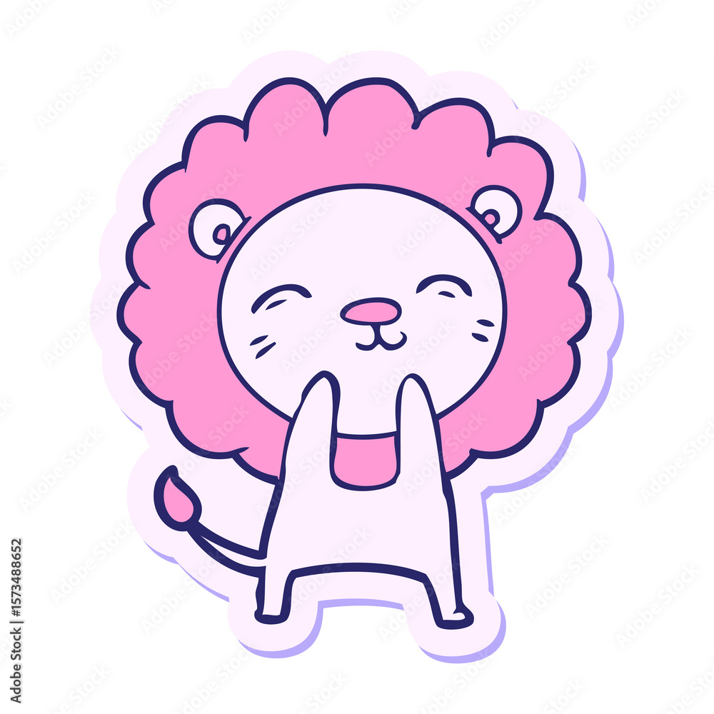 Fototapeta premium sticker of a cartoon lion in bright neon color