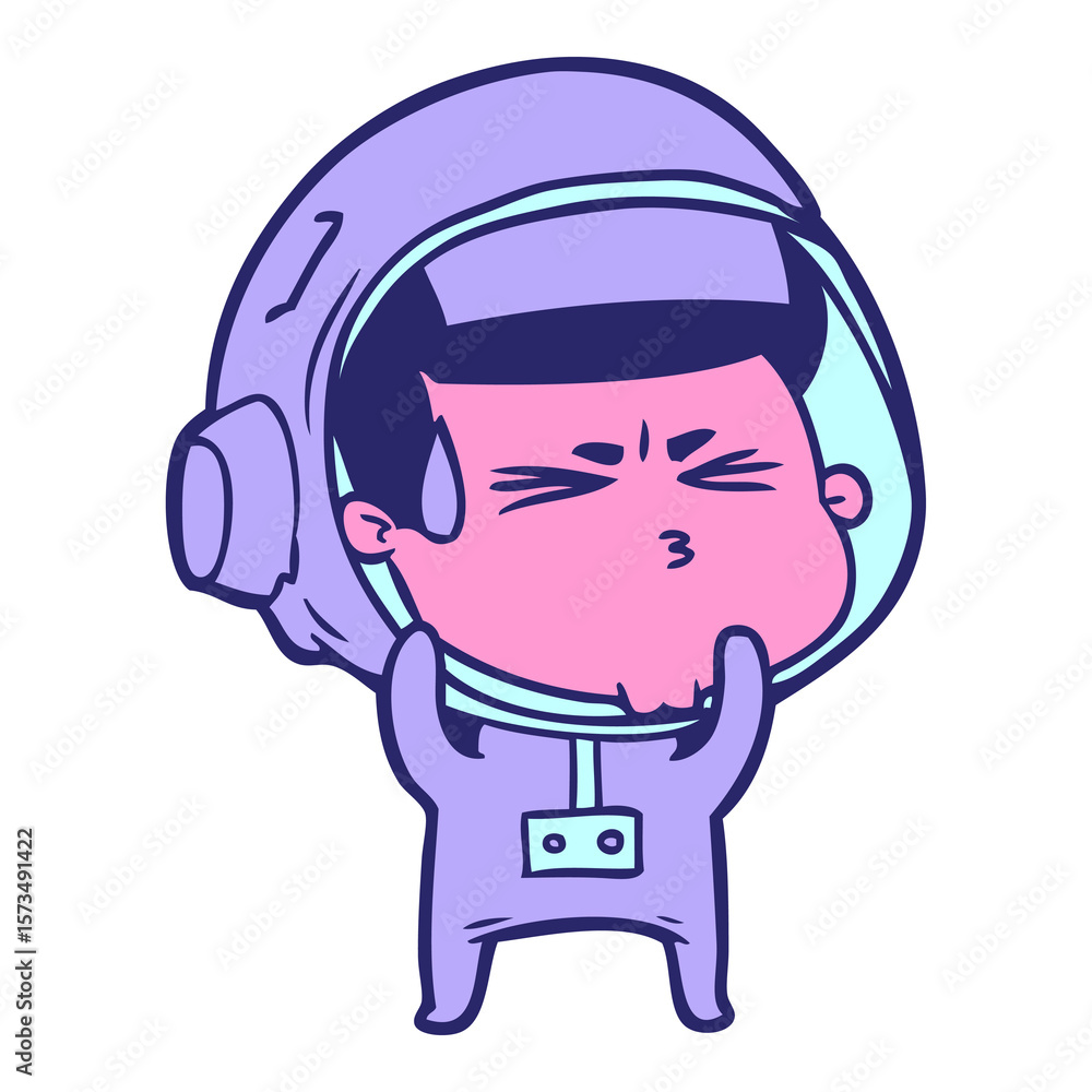 cartoon stressed astronaut in bright neon color cartoon stressed astronaut in bright neon color