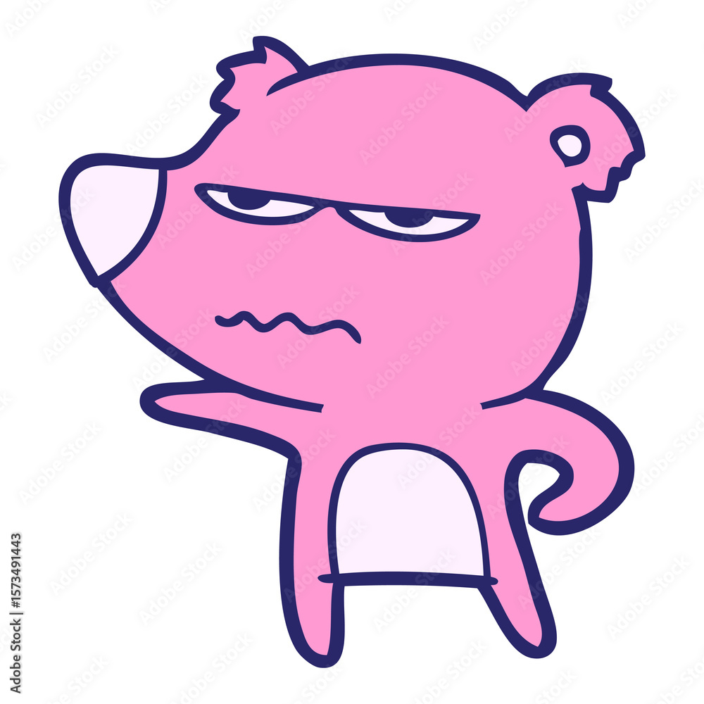annoyed bear cartoon in bright neon color annoyed bear cartoon in bright neon color