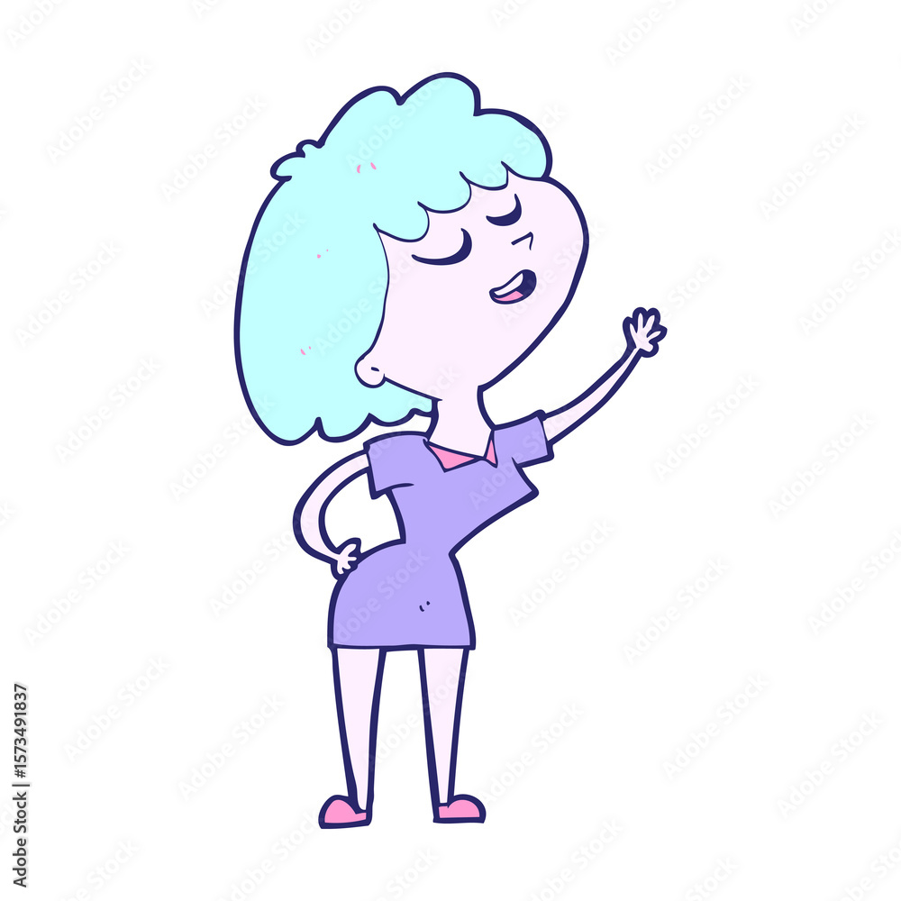 cartoon happy woman about to speak in bright neon color cartoon happy woman about to speak in bright neon color