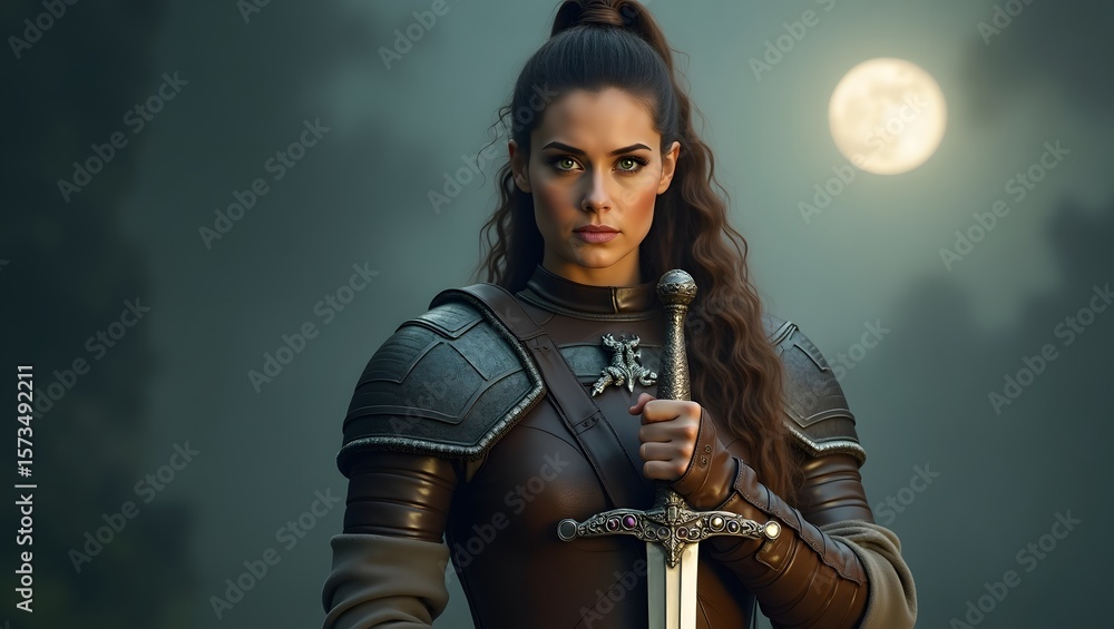 Obraz premium Portrait of a medieval warrior woman