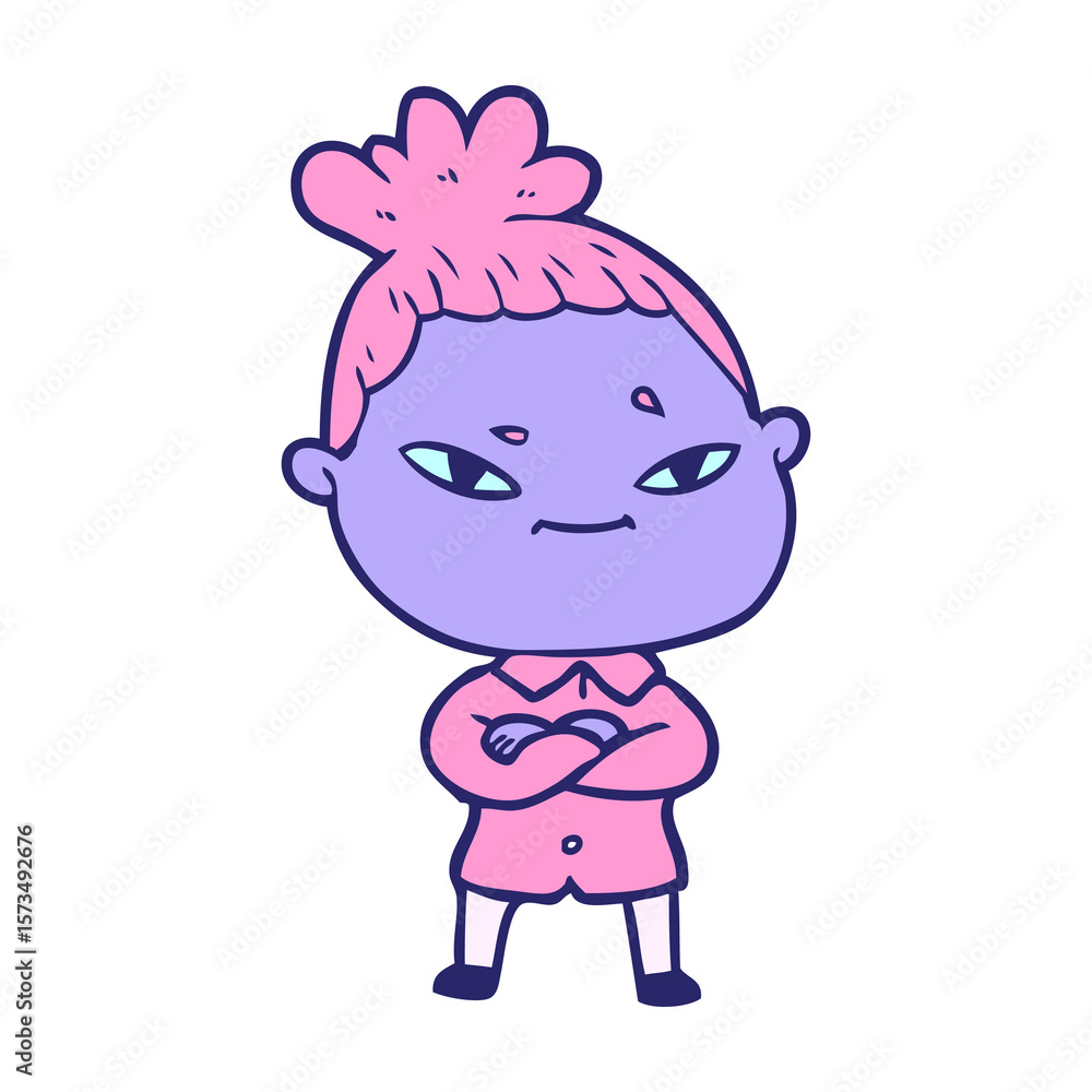 Obraz premium cartoon woman in bright neon color