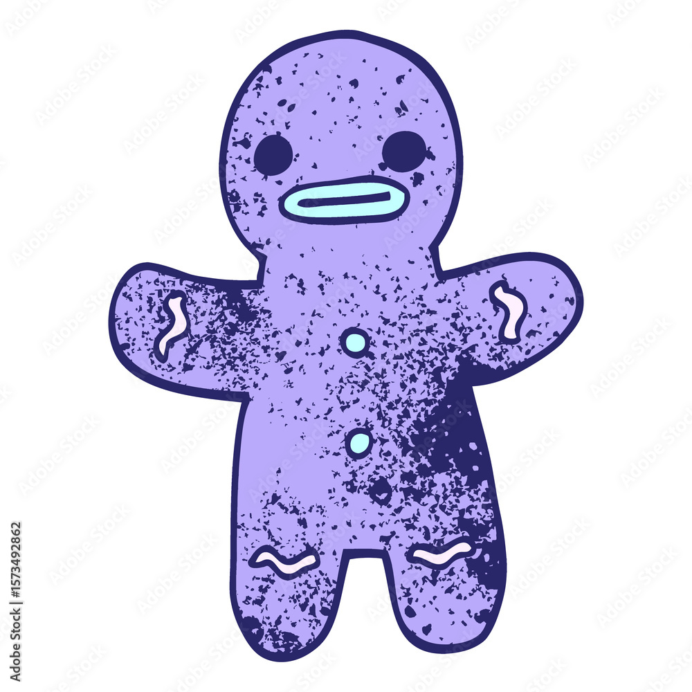Obraz premium cartoon doodle gingerbread man in bright neon color