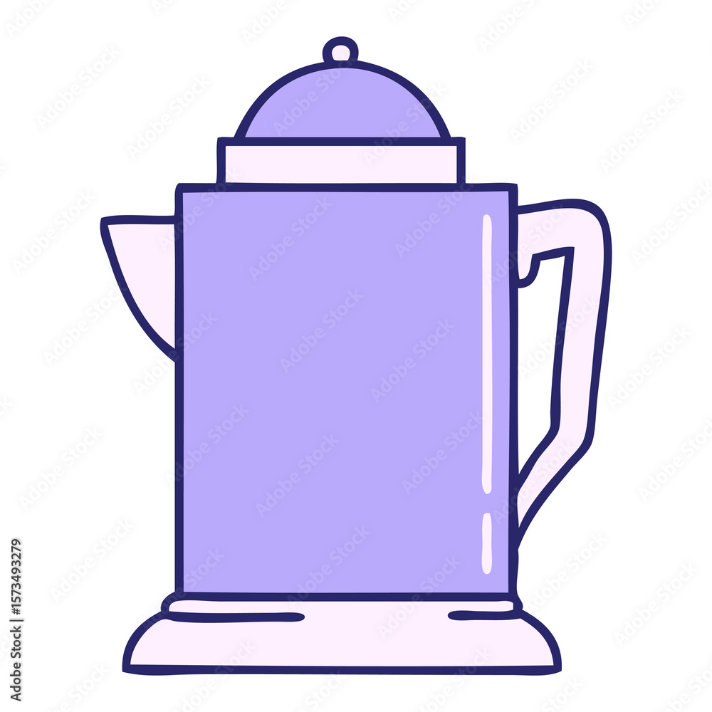 Fototapeta premium cartoon of an old coffee jug in bright neon color