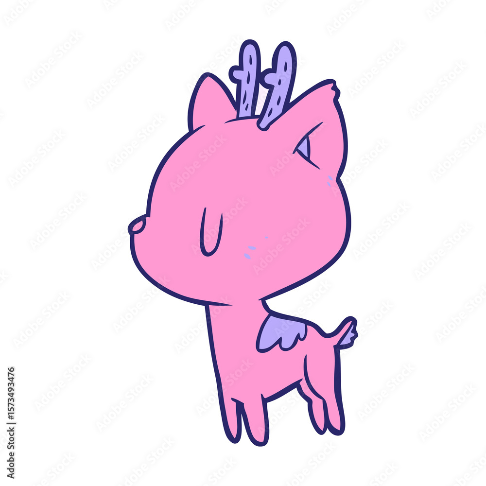 Naklejka premium cute cartoon deer in bright neon color