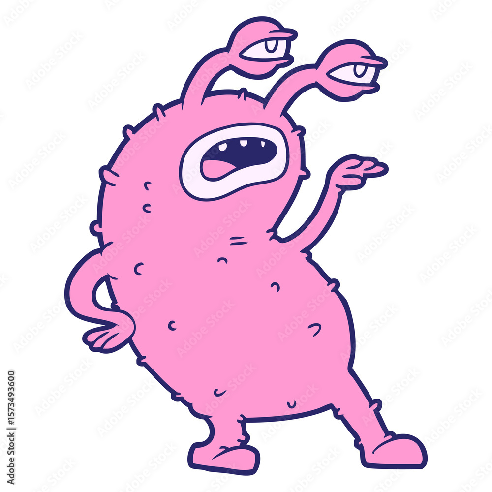 cartoon alien in bright neon color cartoon alien in bright neon color