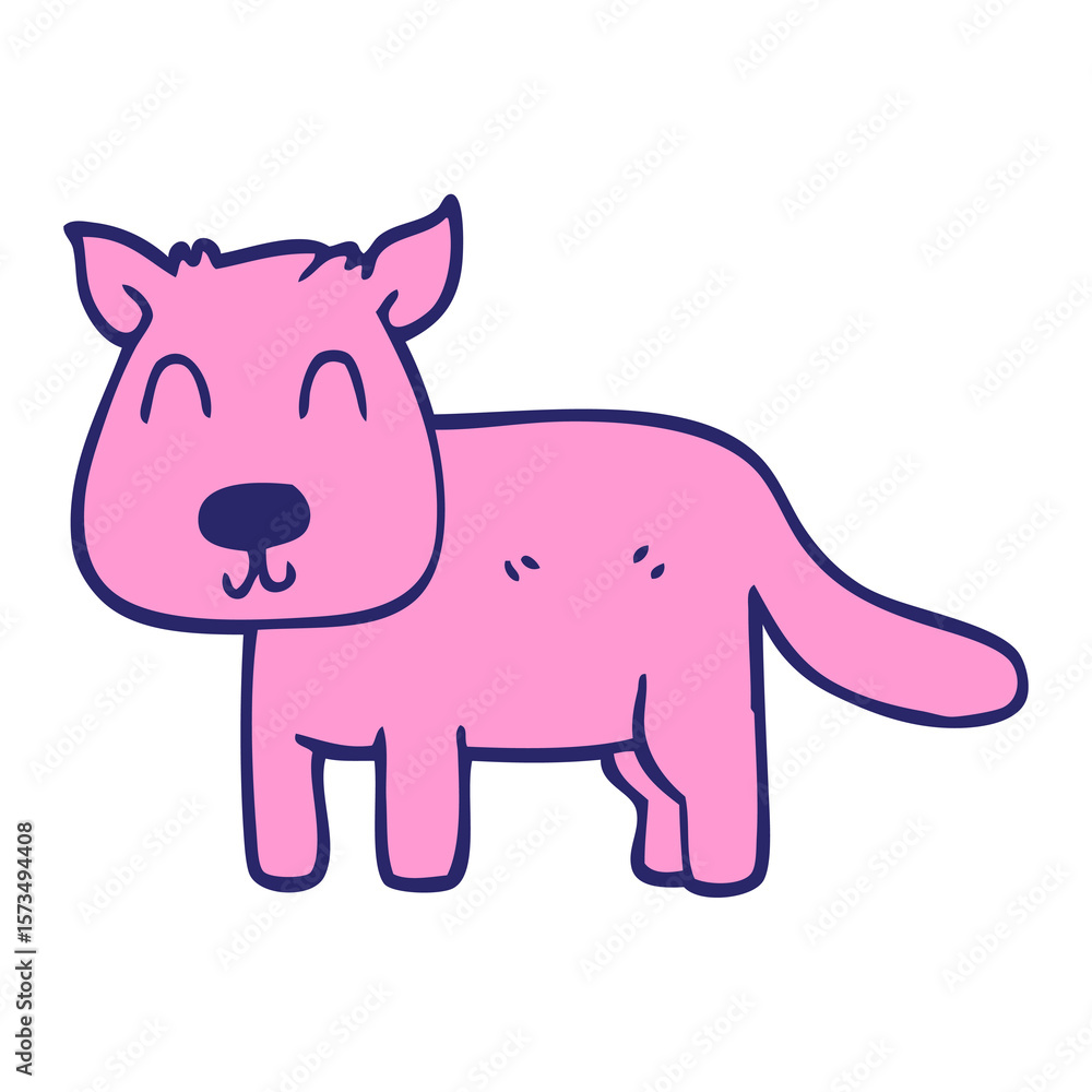 Fototapeta premium cartoon doodle calm dog in bright neon color