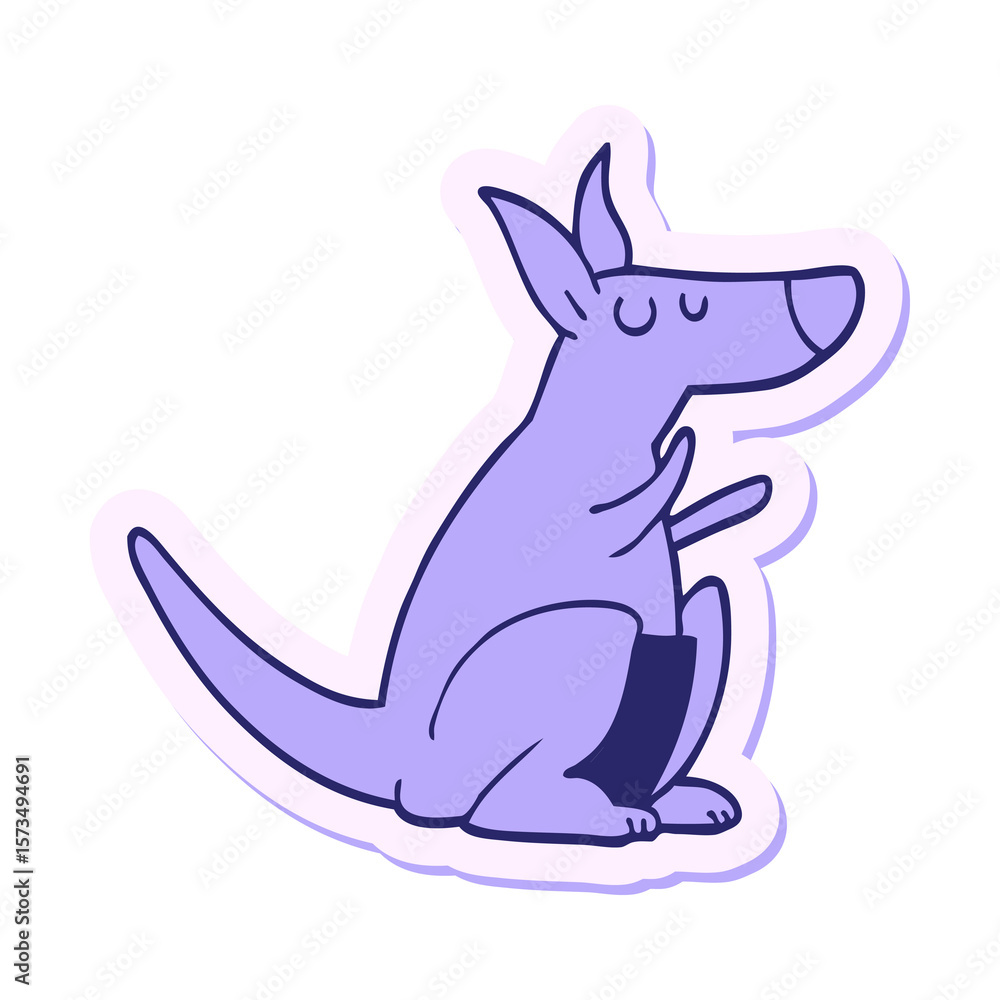 Naklejka premium sticker of a cartoon kangaroo in bright neon color