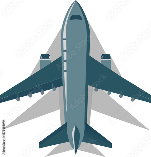 Overhead View: Sleek Modern Airplane, Air Travel, Minimalist Design, Neutral Color Palette, Business Travel Concept on a white or transparent PNG background