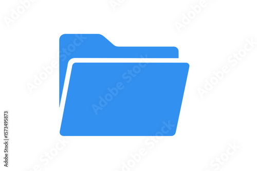 Blue folder icon vector illustration. File document storage symbol. Office data organization concept. Digital archive pictogram. Business information management. UI web button.