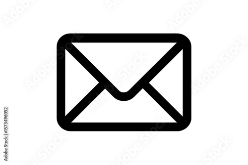 Envelope Mail Icon. Email Symbol. Message Notification. Communication Sign. Simple Line Art. Black Outline. Vector Illustration. App UI Web Design Element. Isolated Transparent Background