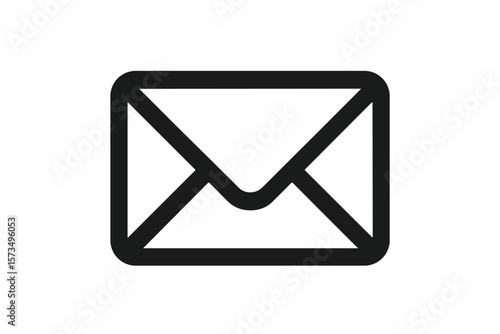 Email Envelope Icon. Mail Symbol for App, UI, Website, Communication, Messaging, Notification. Simple Black Outline Vector. Minimalist Design. Digital Correspondence. Isolated Illustration