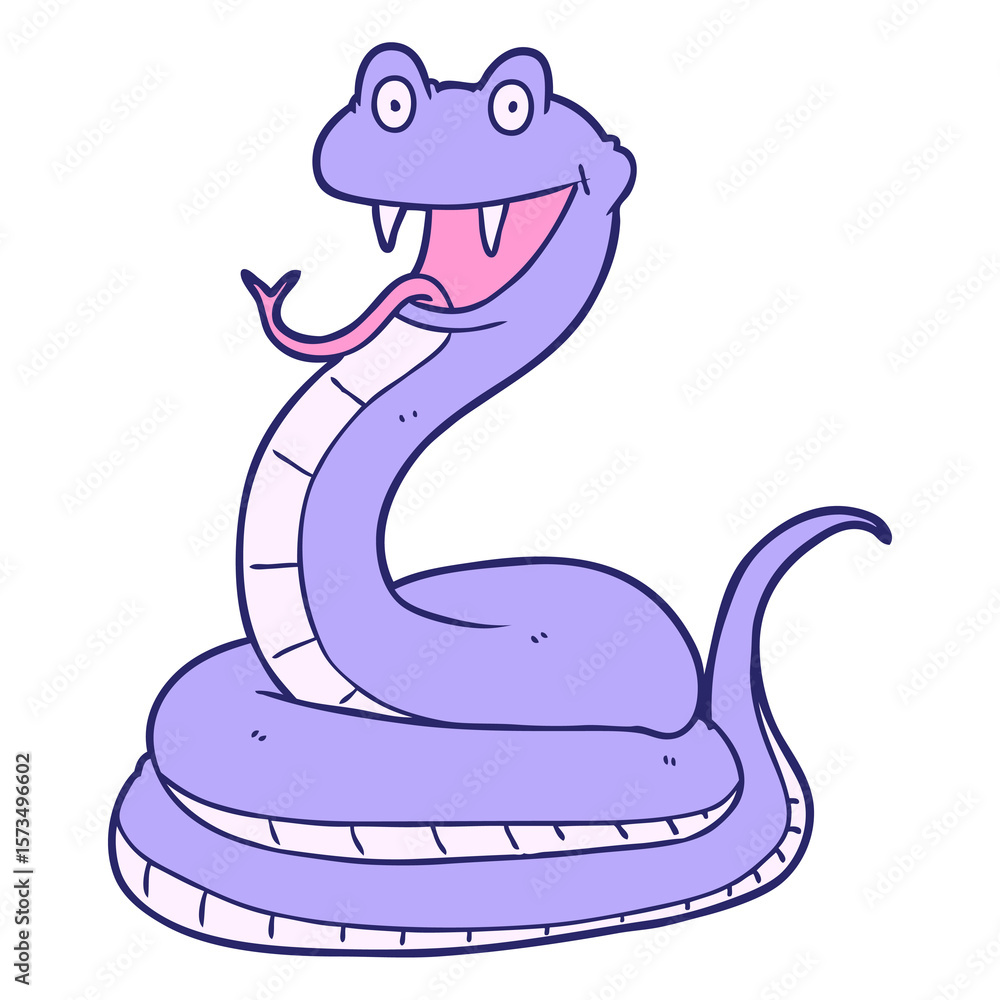 Fototapeta premium cartoon happy snake in bright neon color