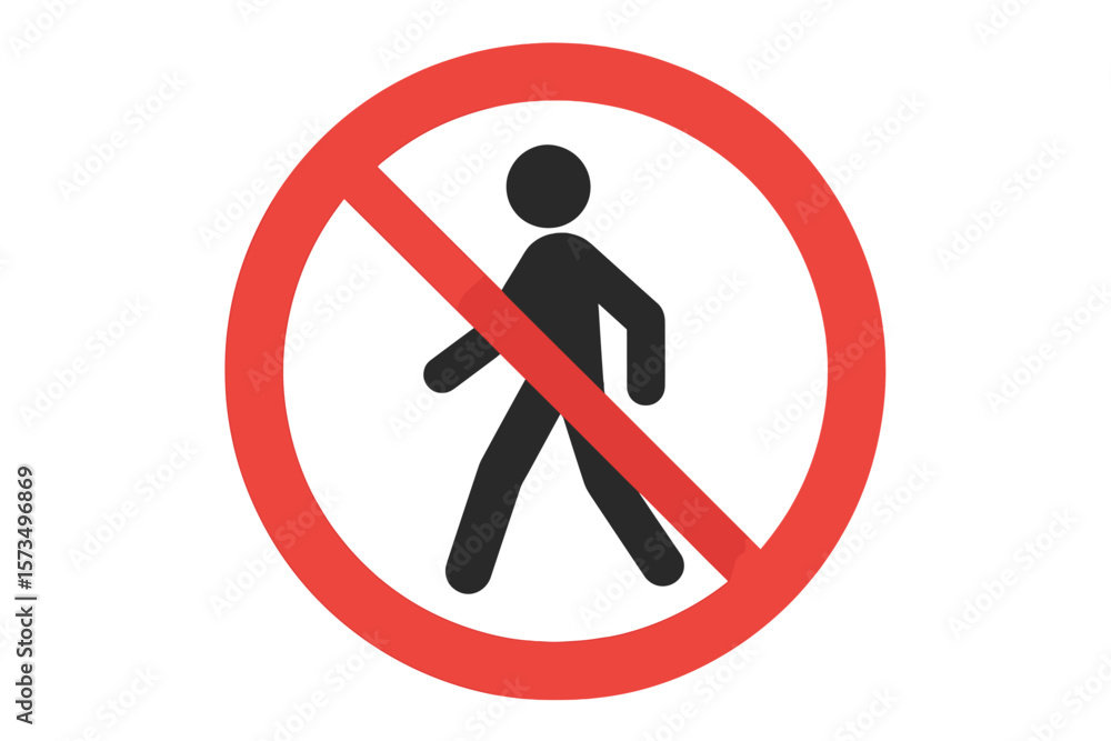 No Pedestrian Access Sign, Prohibition Symbol, No Entry for Walkers, Red Circle with Slash, Vector Illustration, Road Safety, Warning, Isolated Transparent Background No Pedestrian Access Sign, Prohibition Symbol, No Entry for Walkers, Red Circle with Slash, Vector Illustration, Road Safety, Warning, Isolated Transparent Background