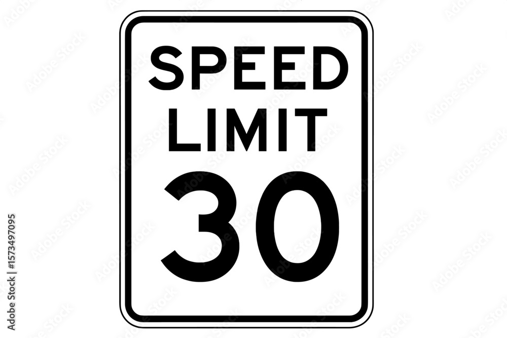 Speed Limit 30 Sign. Road Traffic Regulation. Urban Street Safety. Black and White Regulatory Signage. Driving Law Symbol. Printable Vector Illustration. Transportation Warning Icon. Speed Limit 30 Sign. Road Traffic Regulation. Urban Street Safety. Black and White Regulatory Signage. Driving Law Symbol. Printable Vector Illustration. Transportation Warning Icon.