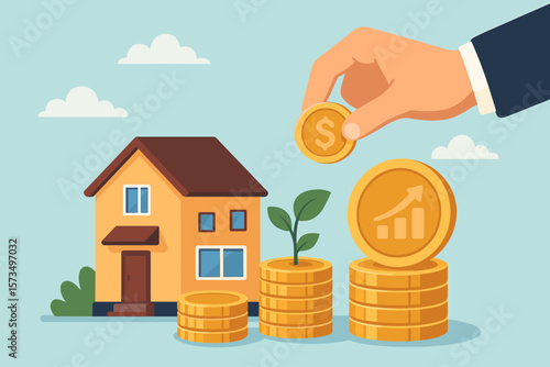 Real estate investment, buying house for rental income, ROI, financial growth, property ownership, mortgage, money savings, business opportunity, wealth building concept