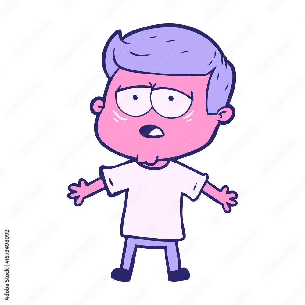 cartoon tired man in bright neon color cartoon tired man in bright neon color