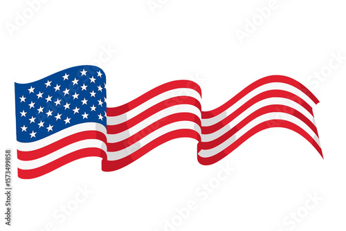 Wavy Ribbon American Flag, Patriotic Banner, USA Flag Colors, Election Campaign, Independence Day, 4th of July, National Holiday, Abstract Vector, Red White Blue, Symbol of Freedom