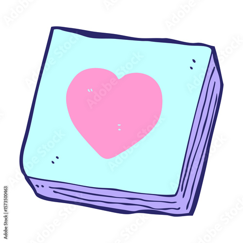 cartoon love heart notes pad in bright neon color